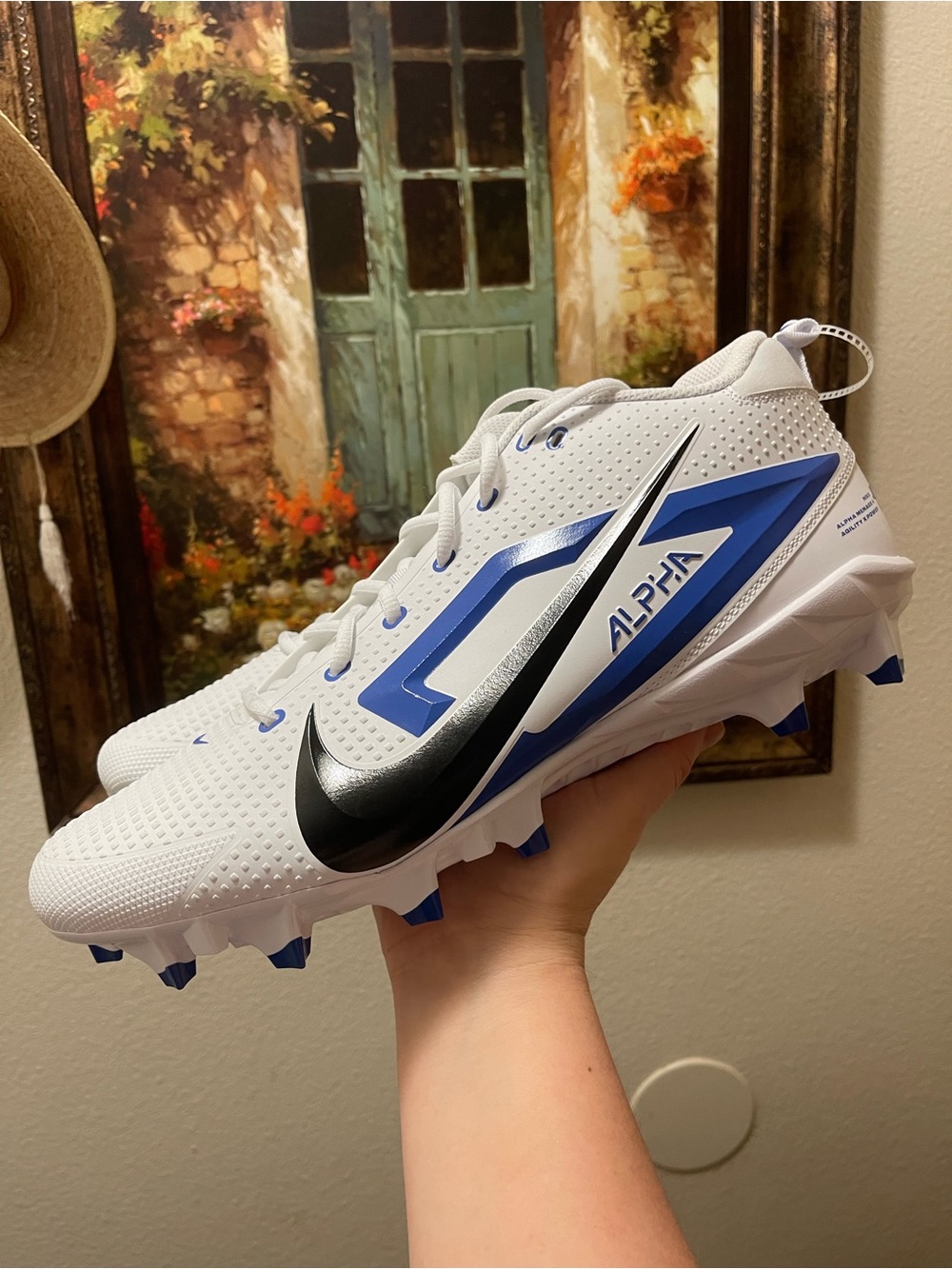 Nike Alpha Menace 4 Varsity Football Cleats White Blue